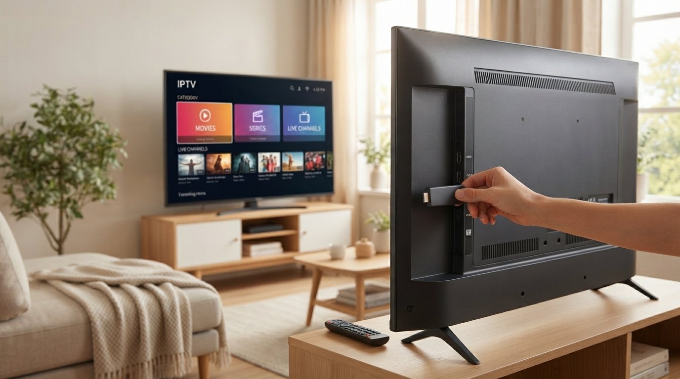 Branchement d'une clé Fire Stick Kindle sur un téléviseur pour l'IPTV