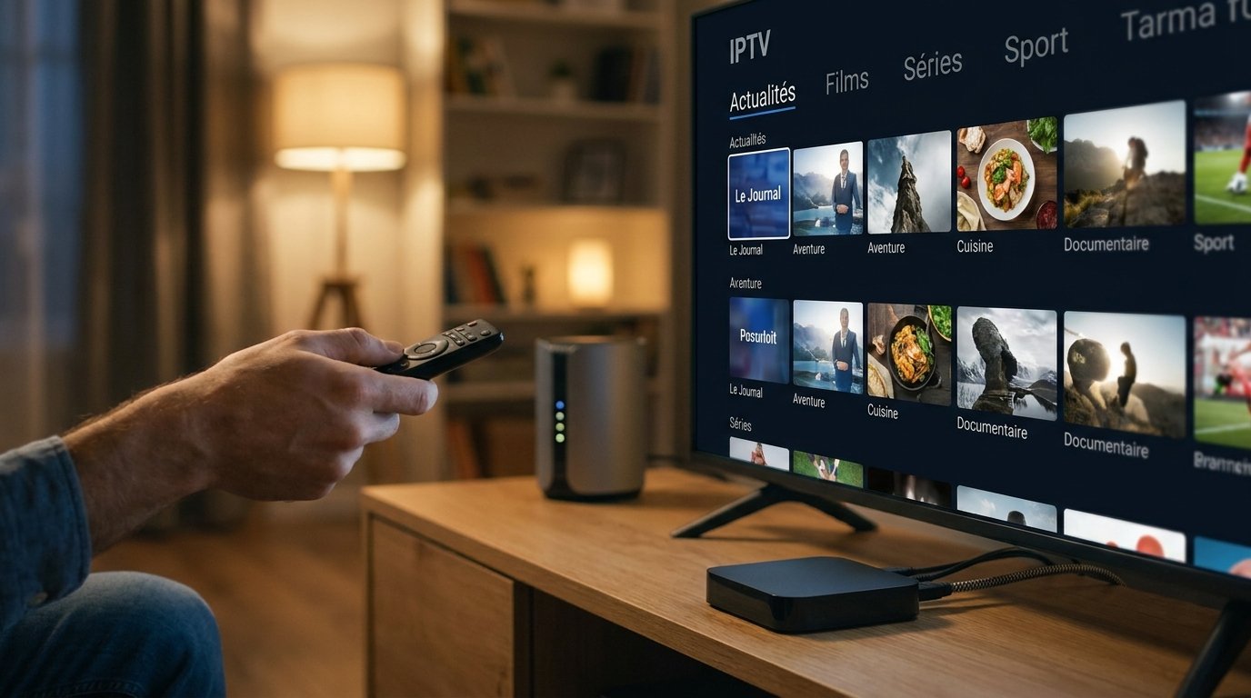 Box IPTV connectée en Wi-Fi illustrant la stabilité recherchée dans une offre IPTV pas cher