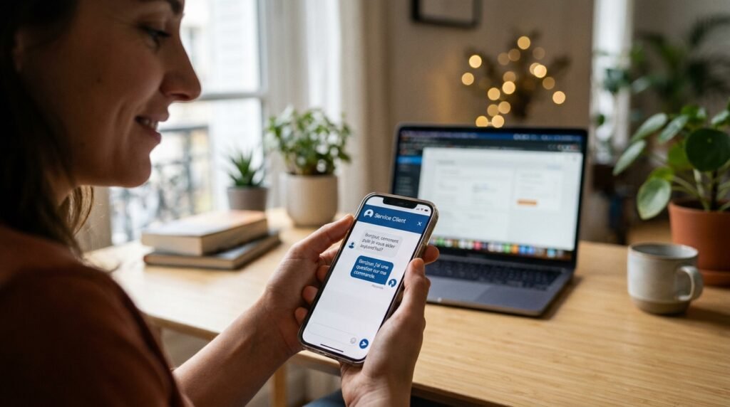 Échange avec le support client pendant un test IPTV gratuit avant de s'abonner