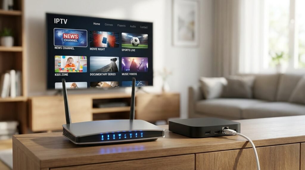 Box TV IPTV connectée en Ethernet pour un flux stable